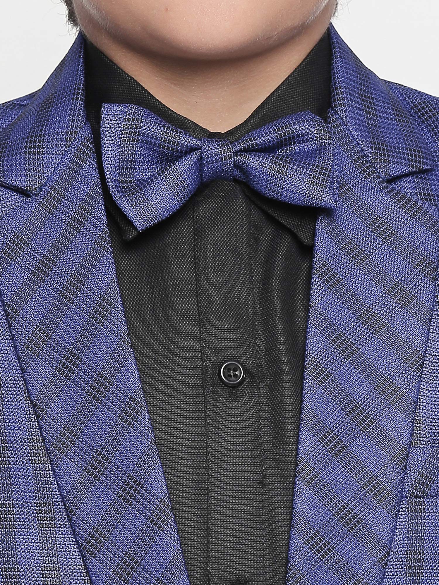 Jeetethnics Boys Navy Blue Checked Coat Suit Set with Shirt and Trousers (9072BJ) 3