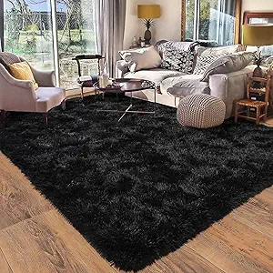 8x10 Area Rugs for Living Room, Ultra Soft Large Shag Black Bedroom Rug Upgrade Non-Slip Plush Modern Fluffy Carpet for Kids Boys Girls Room Home Decor Aesthetic