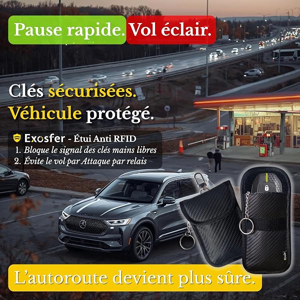 Etui Anti RFID et Ondes pour Clé de Voiture - Pochette Cage de Faraday - Blocage Signal, Anti Piratage, Antivol Auto, Protection Carte Bancaire NFC - Tissu Carbone (1 pochette Small) - 4