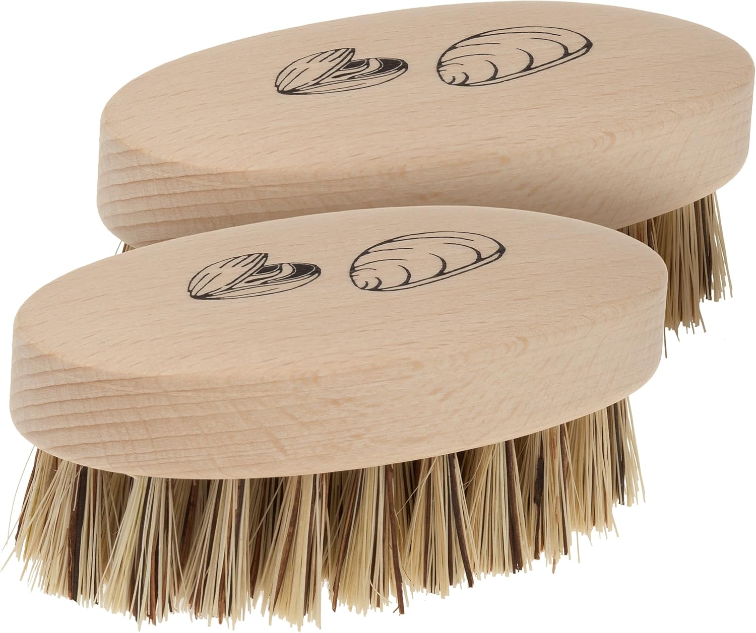 REDECKER Mussel Brush with Beechwood Handle, 3-3/4-Inches, Set of 2 - Brush for Scrubbing Mussels