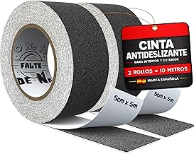 Black Anti Slip Tape Pack 2 Rolls 5cm x 5m Total 10m Anti Slip Tape Stairs Floors and Ramps Protection for Older Children and Pets Indoor and Outdoor Use REACH Certification