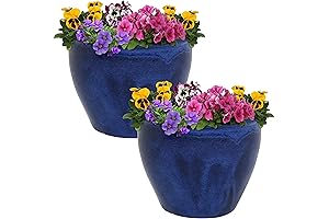 Sunnydaze Chalet 12-Inch UV-Resistant Ceramic Pot (Set of 2)