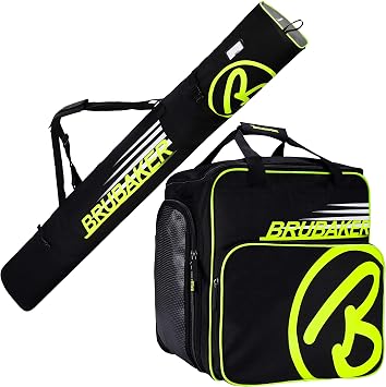 BRUBAKER Combo Set Carver Champion - Ski Bag and Ski Boot Bag for 1 Pair of Skis + Poles + Boots + Helmet