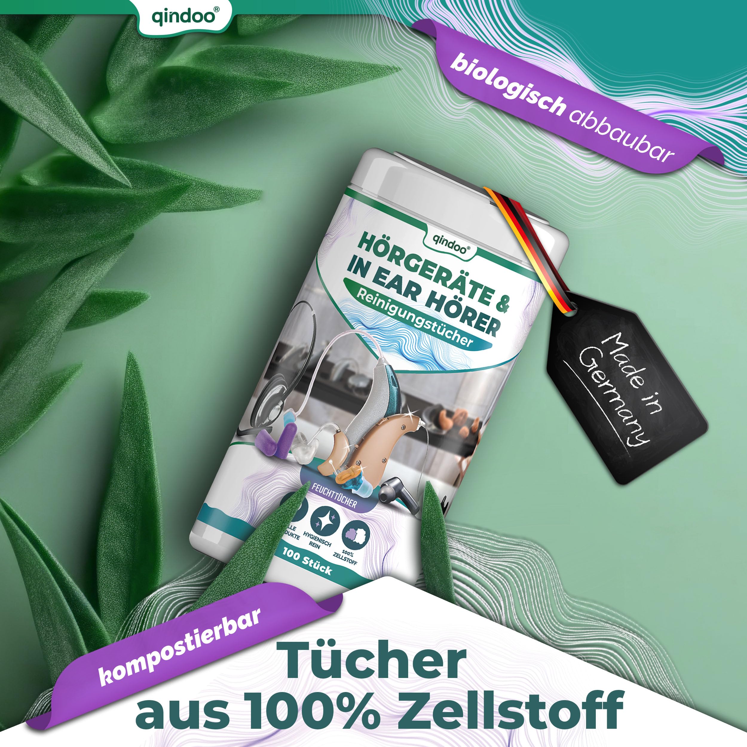 300x Reinigungstücher für Hörgeräte Reinigung für Kopfhörer, Headset, Ohrstöpsel In-Ear Reiniger Tuch, feucht (3x Dose)