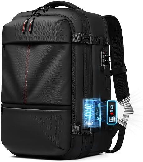 IKYWT Vacuum Seal Backpack Travel with Built-in Pump Air Compression System, 80L Expandable Airback Vacpack Carry-On Luggage