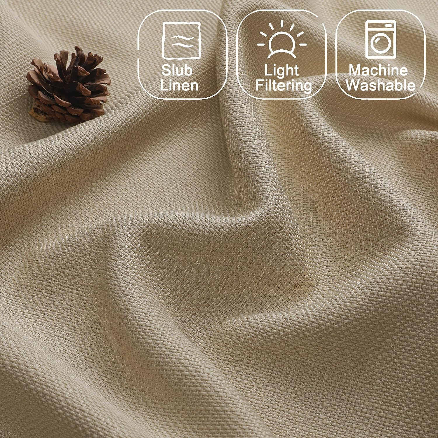 Chyhomenyc Camel Valance for Windows, Light Filtering Faux Linen Solid Short Curtain Valance, Burlap Decorative Small Curtain for Kitchen Bathroom Laundry Basement, 60Wx12L inch, 1 Piece