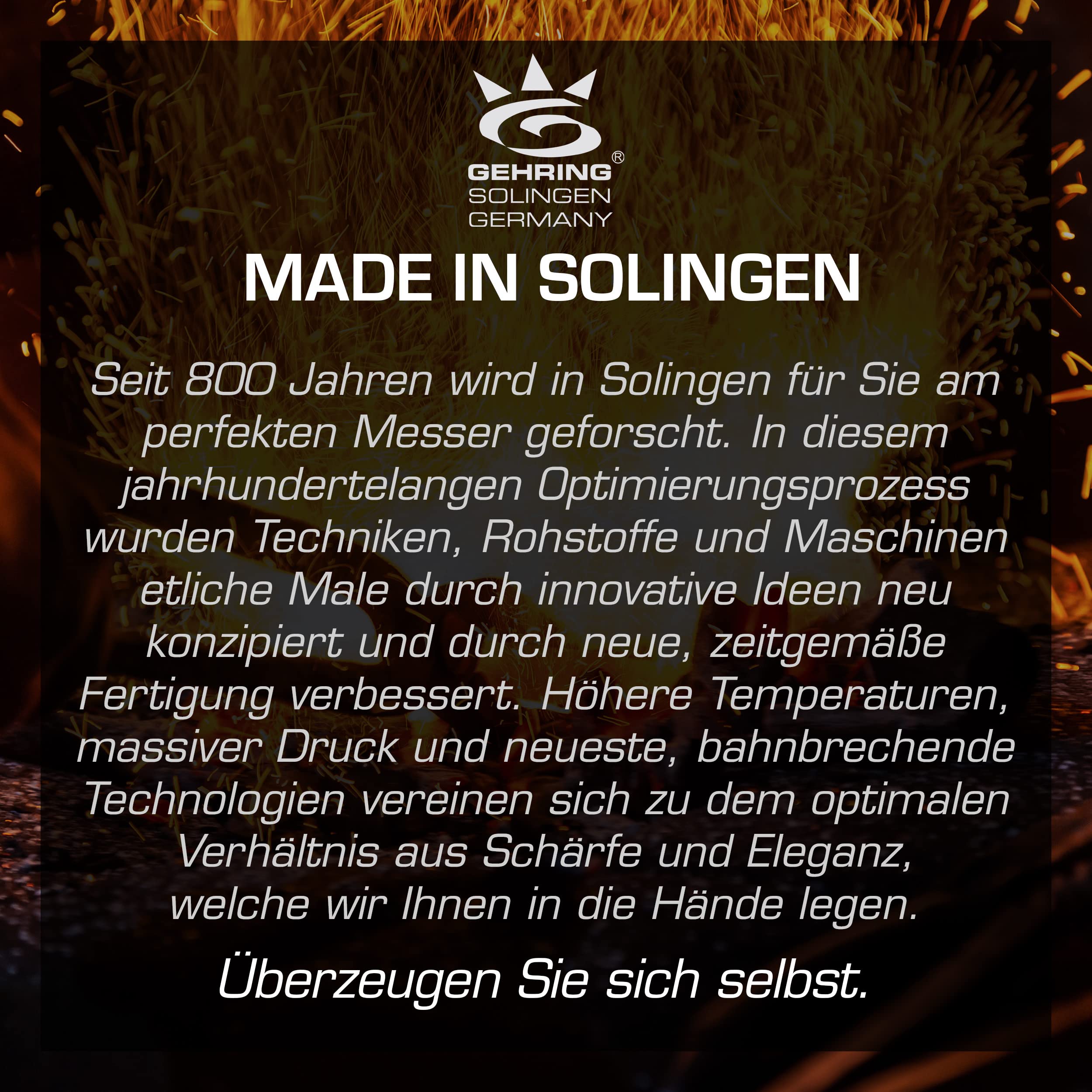 GEHRING SOLINGEN Damast Kochmesser, Scharfes Profi Küchenmesser, Made in Germany, eisgehärteter Damaststahl VG10 + ergonomischer Nussbaum - Holzgriff