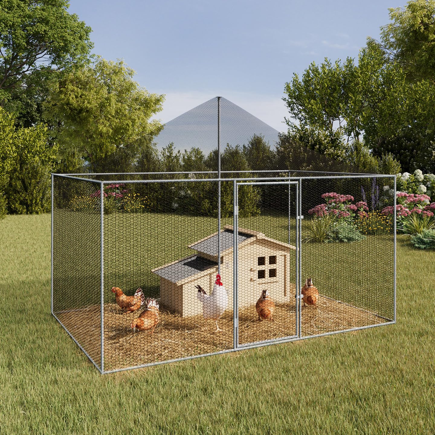 IDMarket - Voliera 6 m² Parco a rete 3 x 2 M recinto pollaio per Animali da Bassa Corte