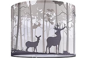 Drum Wildlife Lamp Shades with Distinctive Animal Print Designs, 13 x 13 x 10 Inches