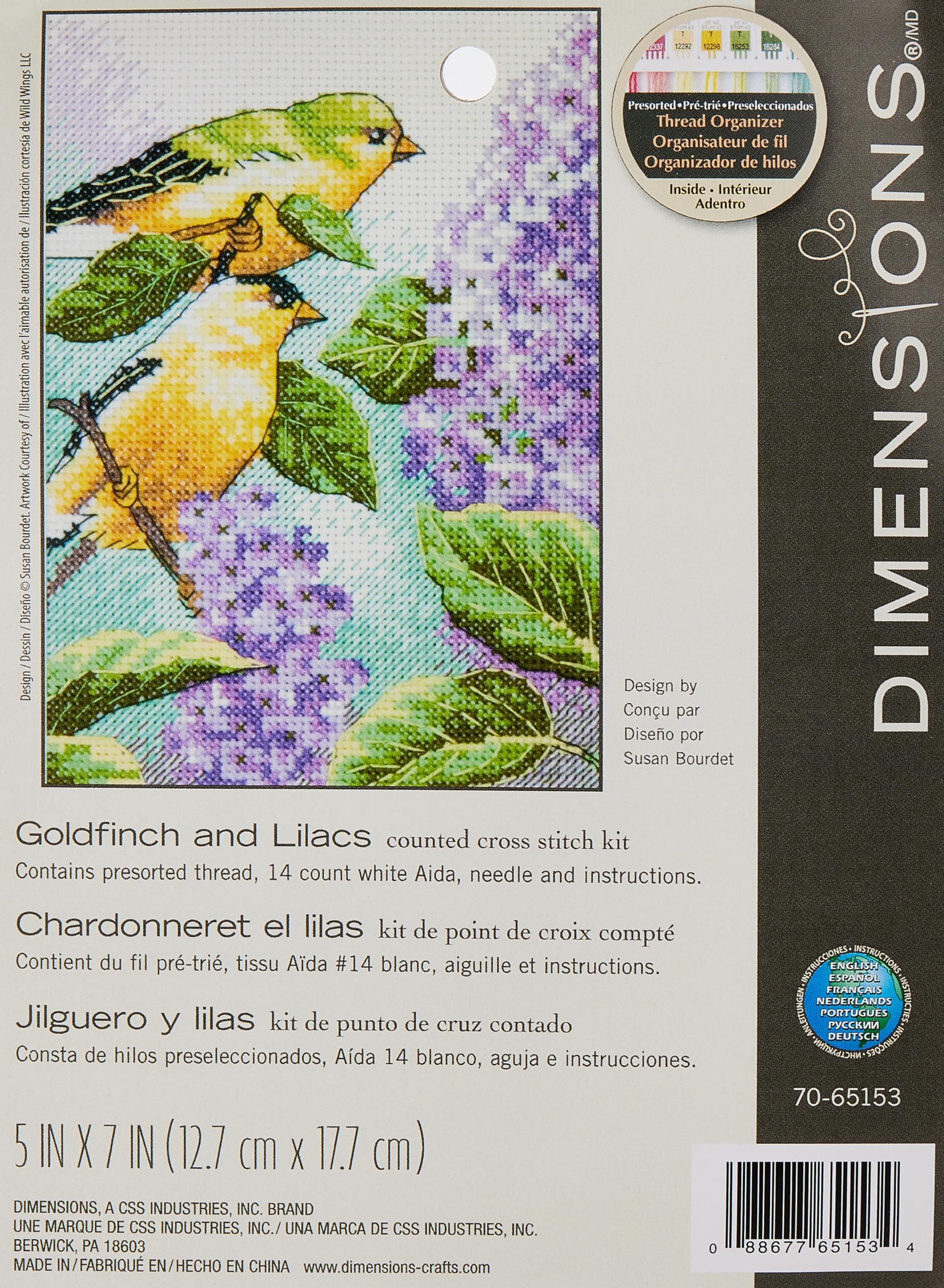 Cross Stitch Kit Goldfinch & Lilacs