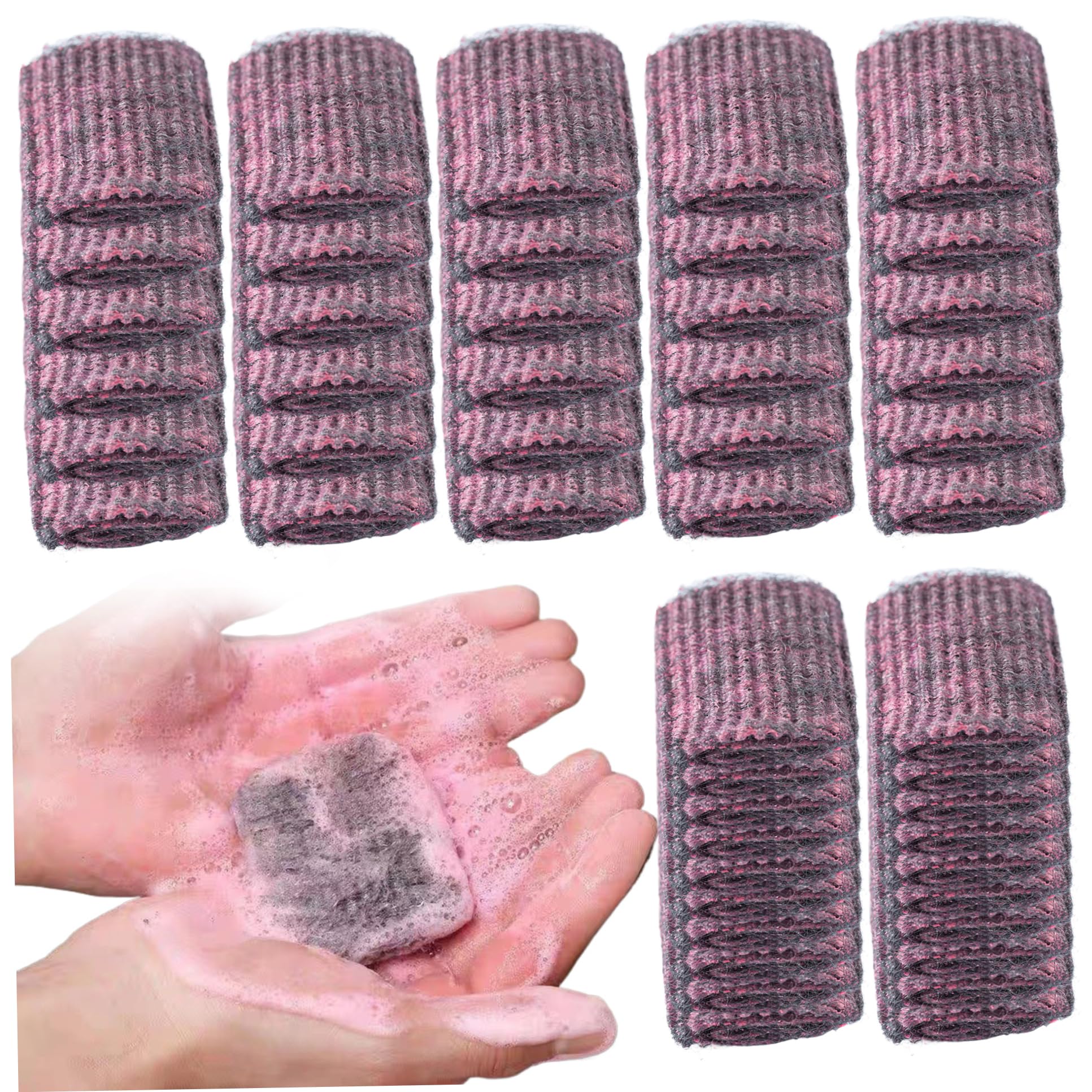 Steel Wool Soap Pads 50PCS Pre-Soaped Steel Wool Scrubber Non Scratch Metal Scouring Pads for Effectively Cleaning Pots Pans Ovens Soap, Scru