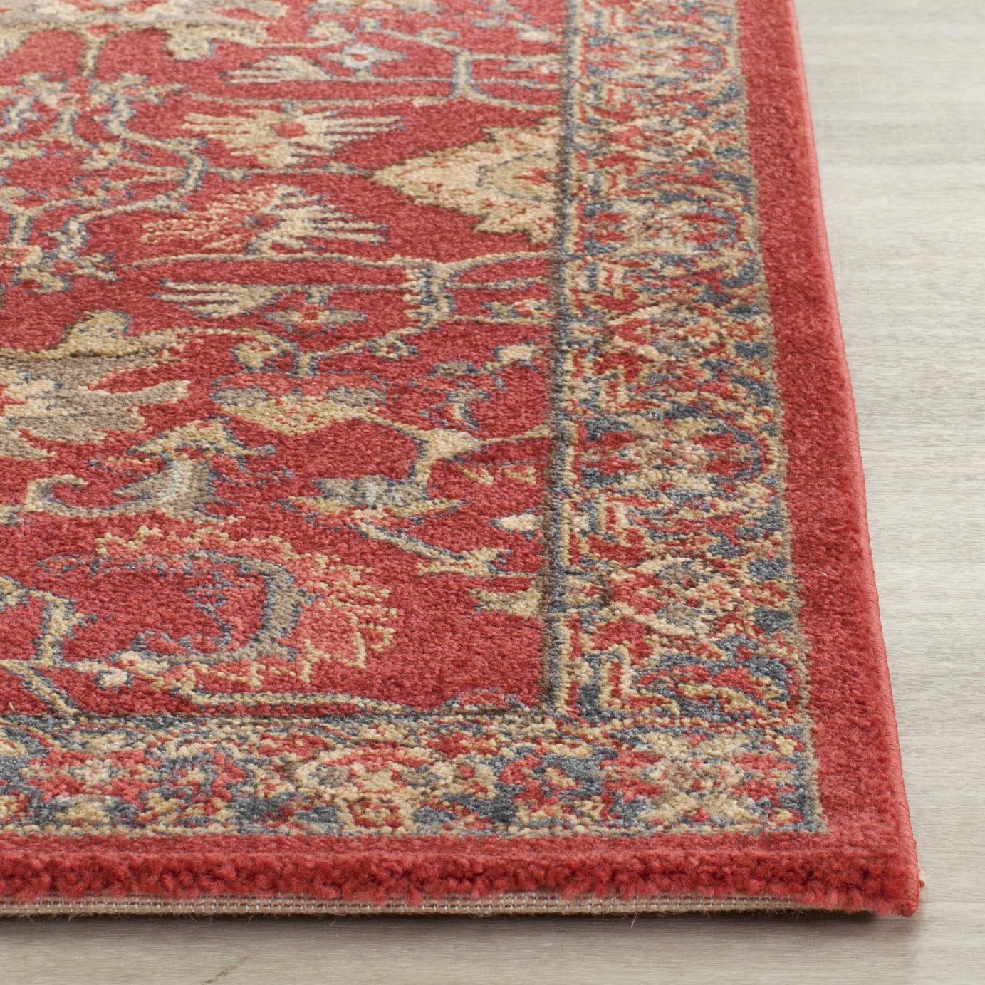 SAFAVIEH Mahal Collection Area Rug - 8' x 10', Red & Navy, Traditional Oriental Design, Non-Shedding & Easy Care, Ideal for High Traffic Areas in Living Room, Bedroom (MAH693F)