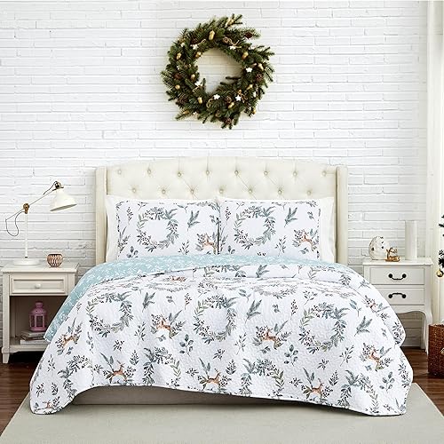 Miniatura 26 de Southshore Fine Living, Inc. Holly Jolly - Juego de ropa de cama suave de 3 piezas con fundas acolchadas, tamaño matrimonial/queen 01-Blanco,02 -