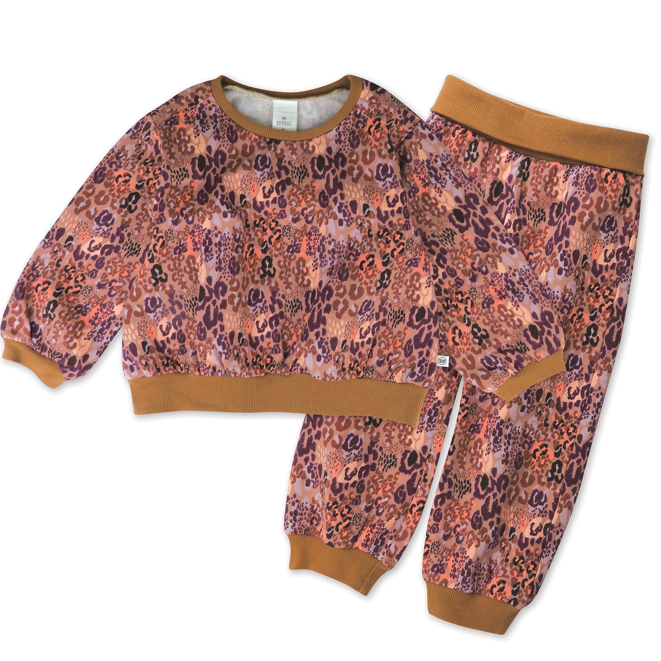 HonestBaby 2-Pack Crewneck Sweatshirt and Sweatpant Set 100% Organic Cotton for Toddler, Baby Boys, Girls