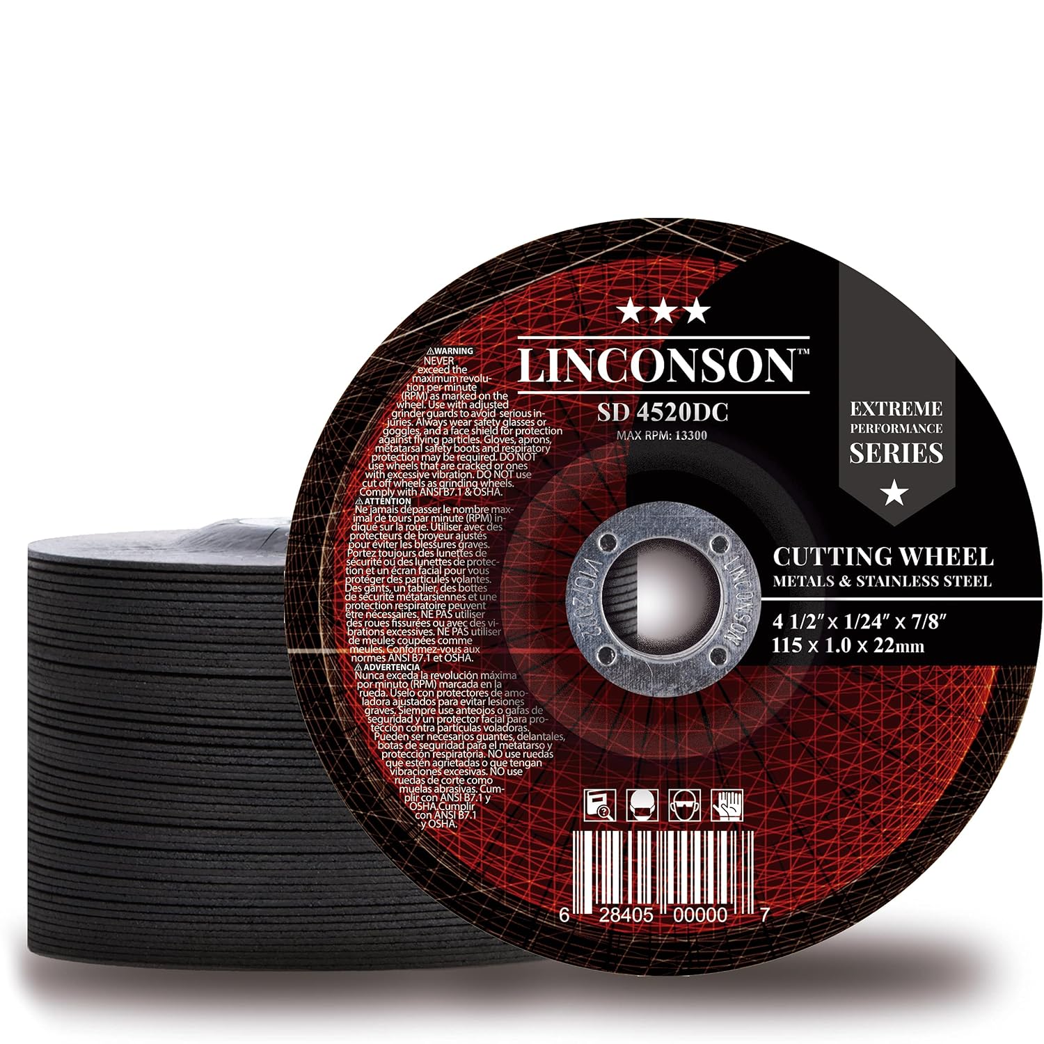 LINCONSON 50 Pack 4.5 Inch Cut Off Wheel for Metal & Stainless Steel Used On Angle Grinder 4.5”x1/24”x7/8" Depressed Center Disc (SD 4520DC)
