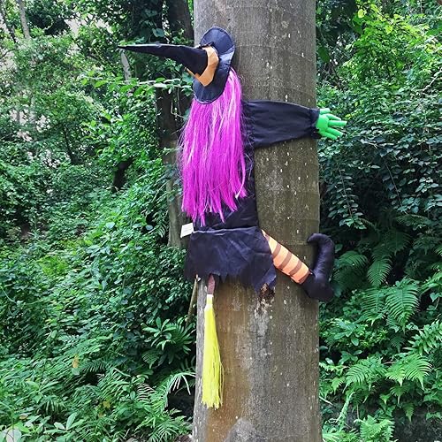 Miniatura 3 de BABYLIAN Bruja grande de 54.3 pulgadas que se estrella en el árbol, decoración de Halloween para patio o casa, decoración interior y exterior,