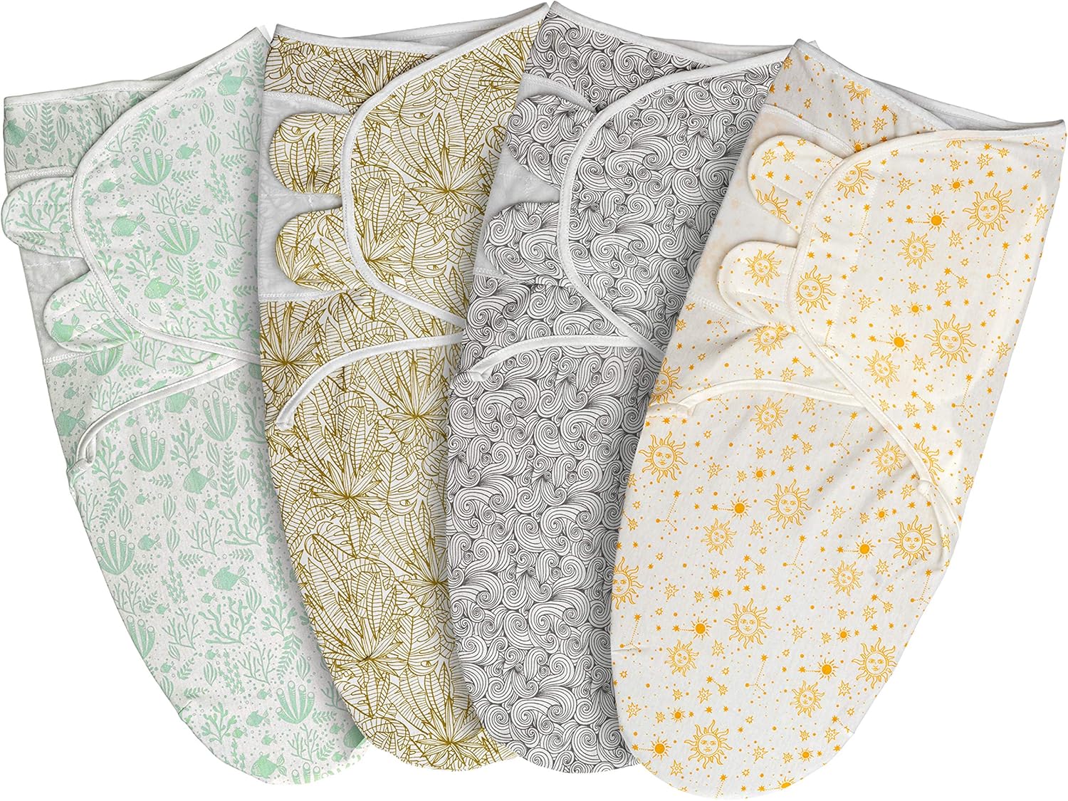 nurturem Baby Swaddle Wrap Newborn 06 Month (Pack of 4, Multicolour