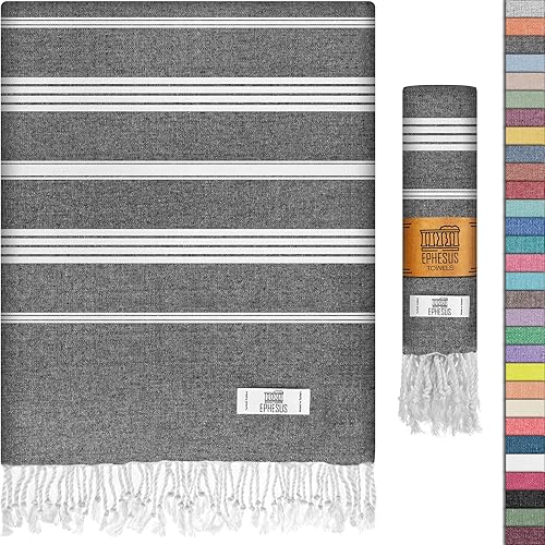 EPHESUS TOWELS Toalla de playa turca de algodón turco, de gran tamaño, 39 x 71 pulgadas, toalla turca para playa, baño, piscina, gimnasio, yoga,