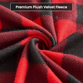 【M】 Amazon.com: Viviland Plush Micro Fleece Buffalo Plaid Red