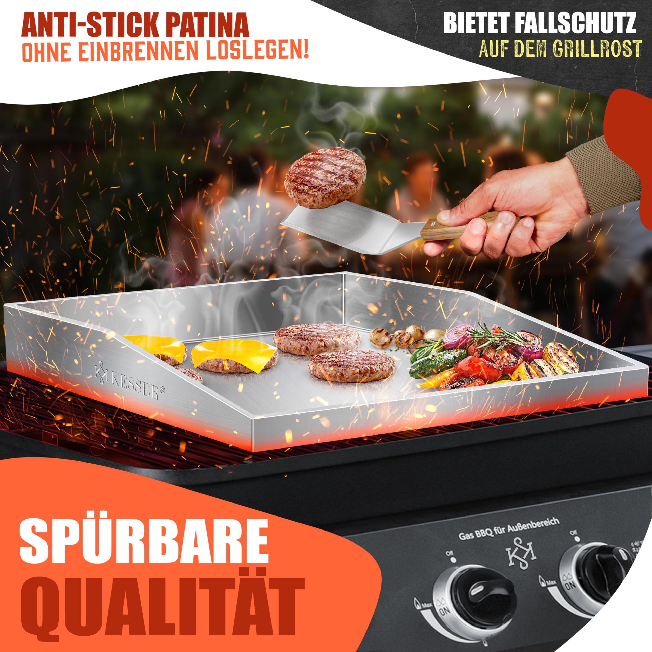 Kingstone Grillplatte Plancha - Stahl, B x L: 45 x 39,3 cm, Passend für: Kingstone Cliff Gasgrills / Kingstone The Quad Gasgrills online kaufen bei
