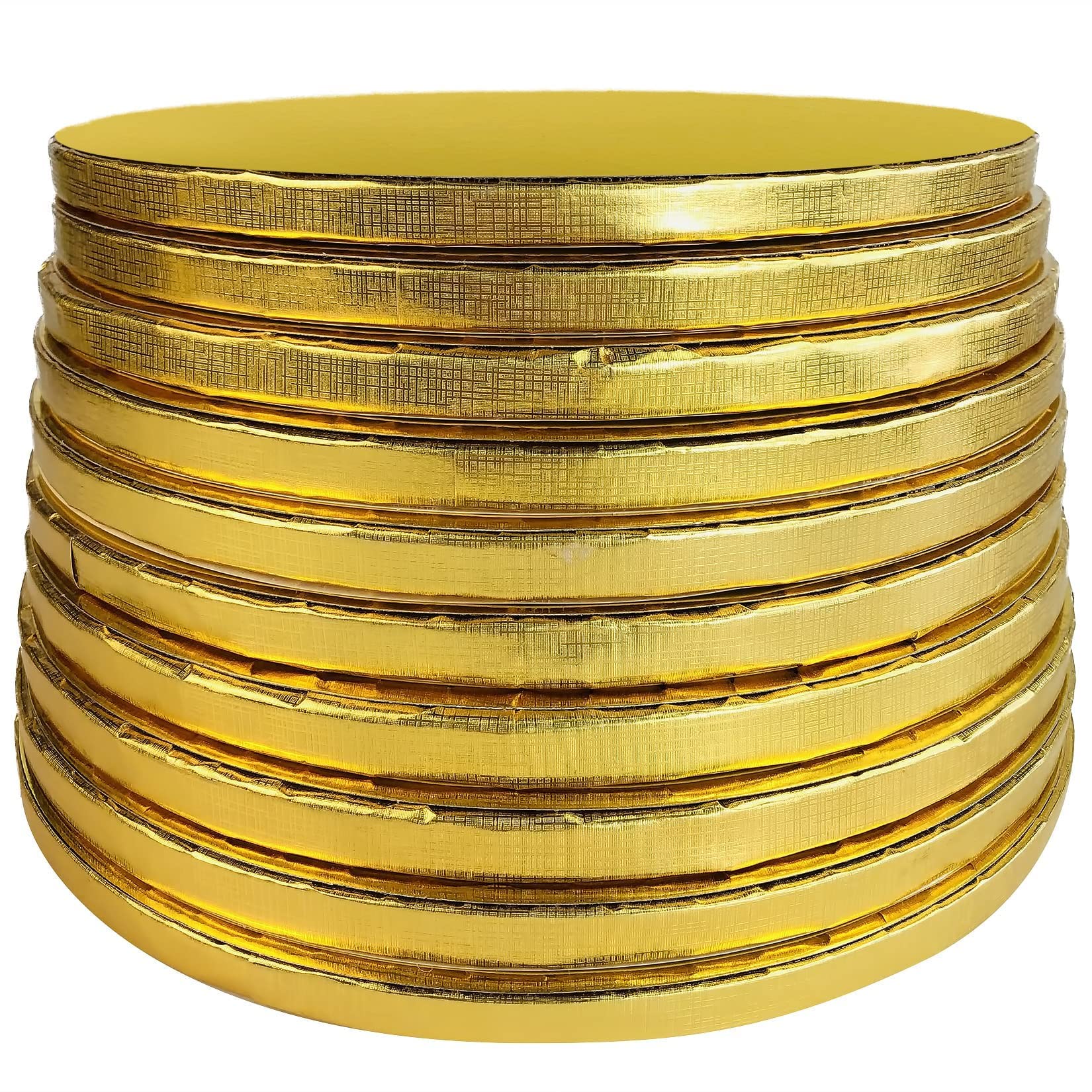 10-Pack Cake Drums Round 10 inches - Sturdy 1/2 Inch Thick - Professional Smooth Straight Edges - (Gold, 10-Pack)
