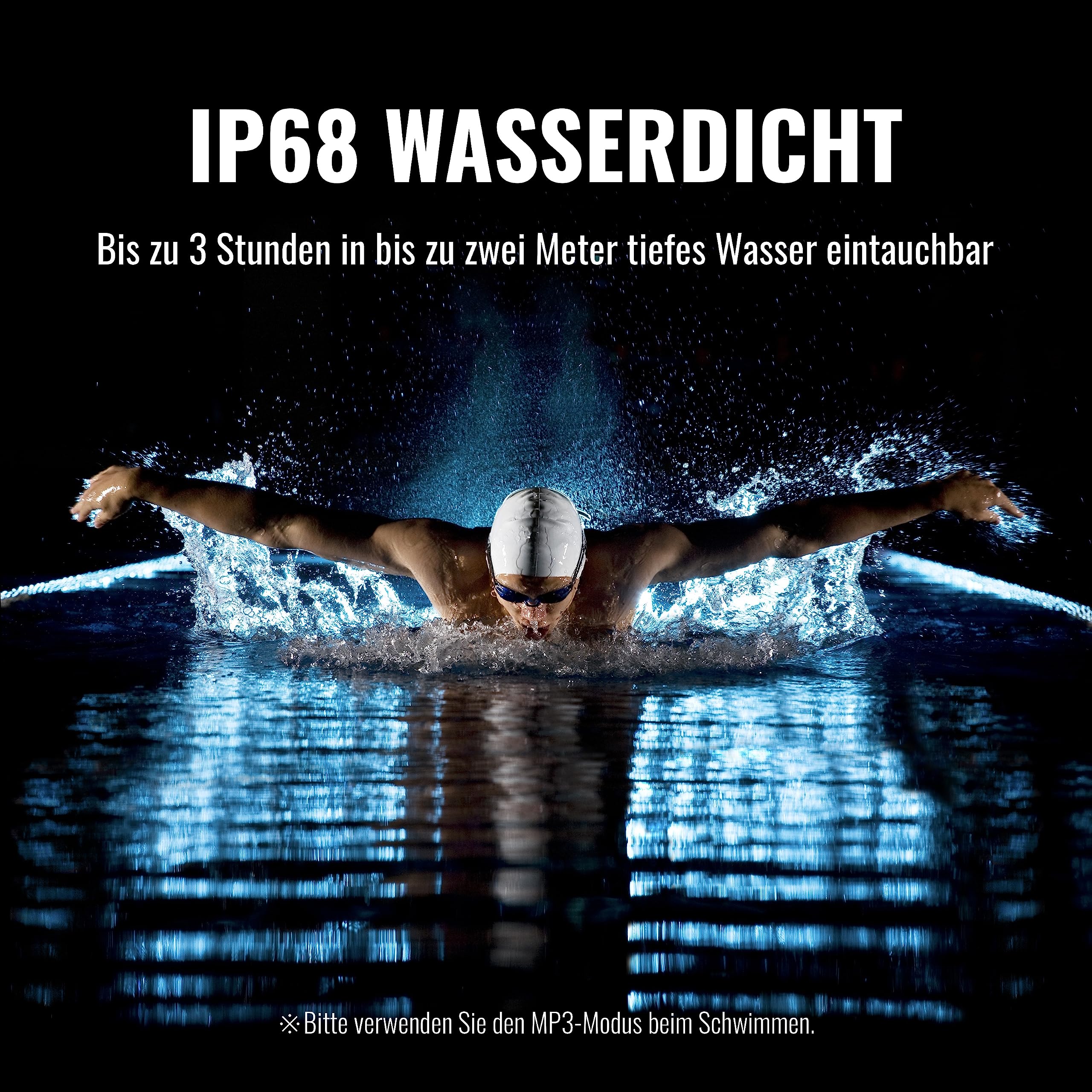 Casque de Natation sans Fil Bluetooth 5.3 IP68 32 Go MP3 Noir