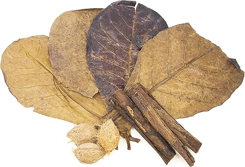 Miniatura 1 de Aquatic Arts Paquete combinado botánico de catapa hojas de almendras indias  corteza de catappa  fruta de catapa botánicos de acuario y arena de