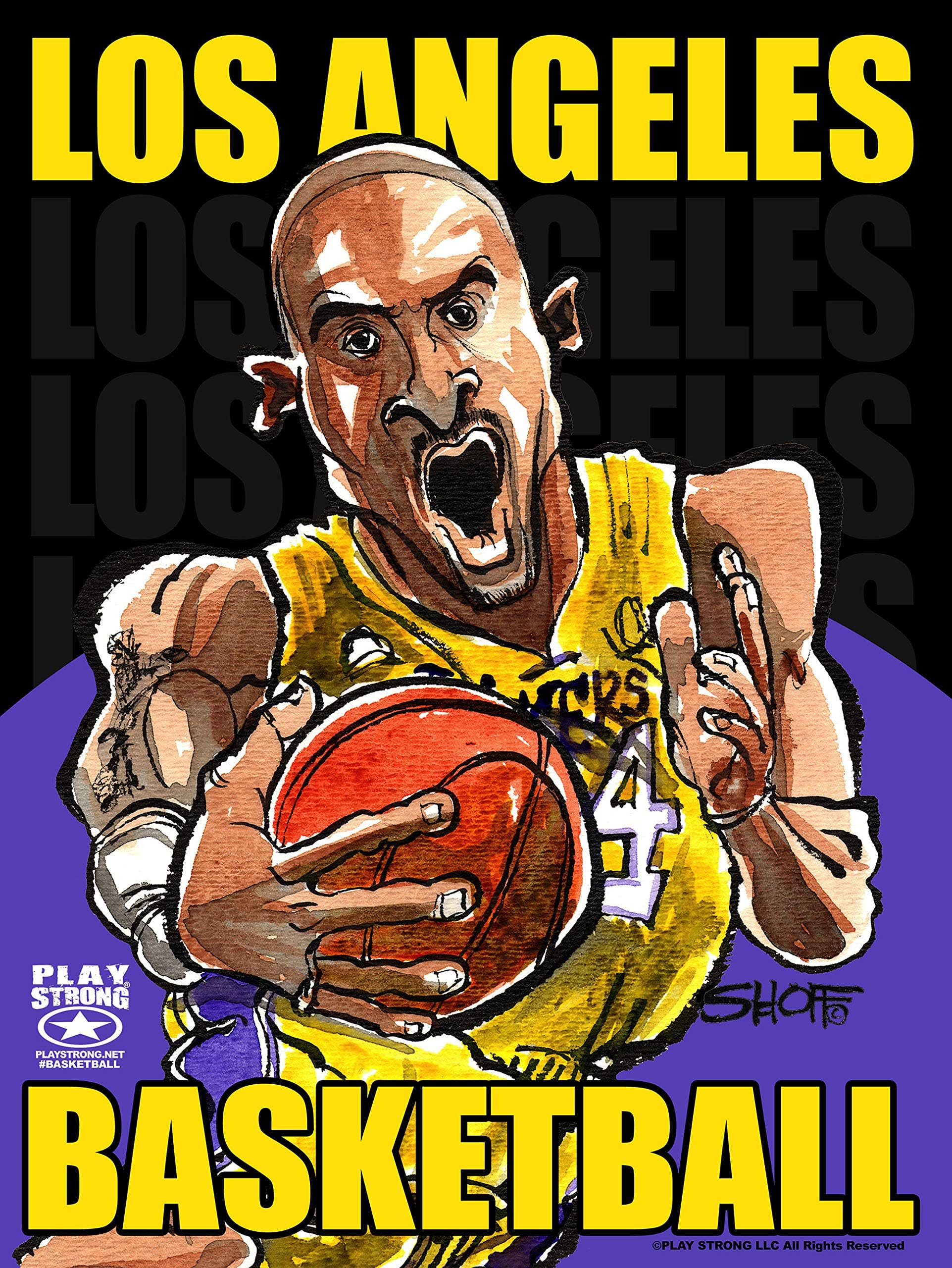 Watercolor Art KOBE BRYANT Los Angeles Basketball Poster - Fine Art Illustrated Watercolor Basketball Poster Print (Unframed) 18x24" NBA Mega Star LA Lakers Kobe Bryant