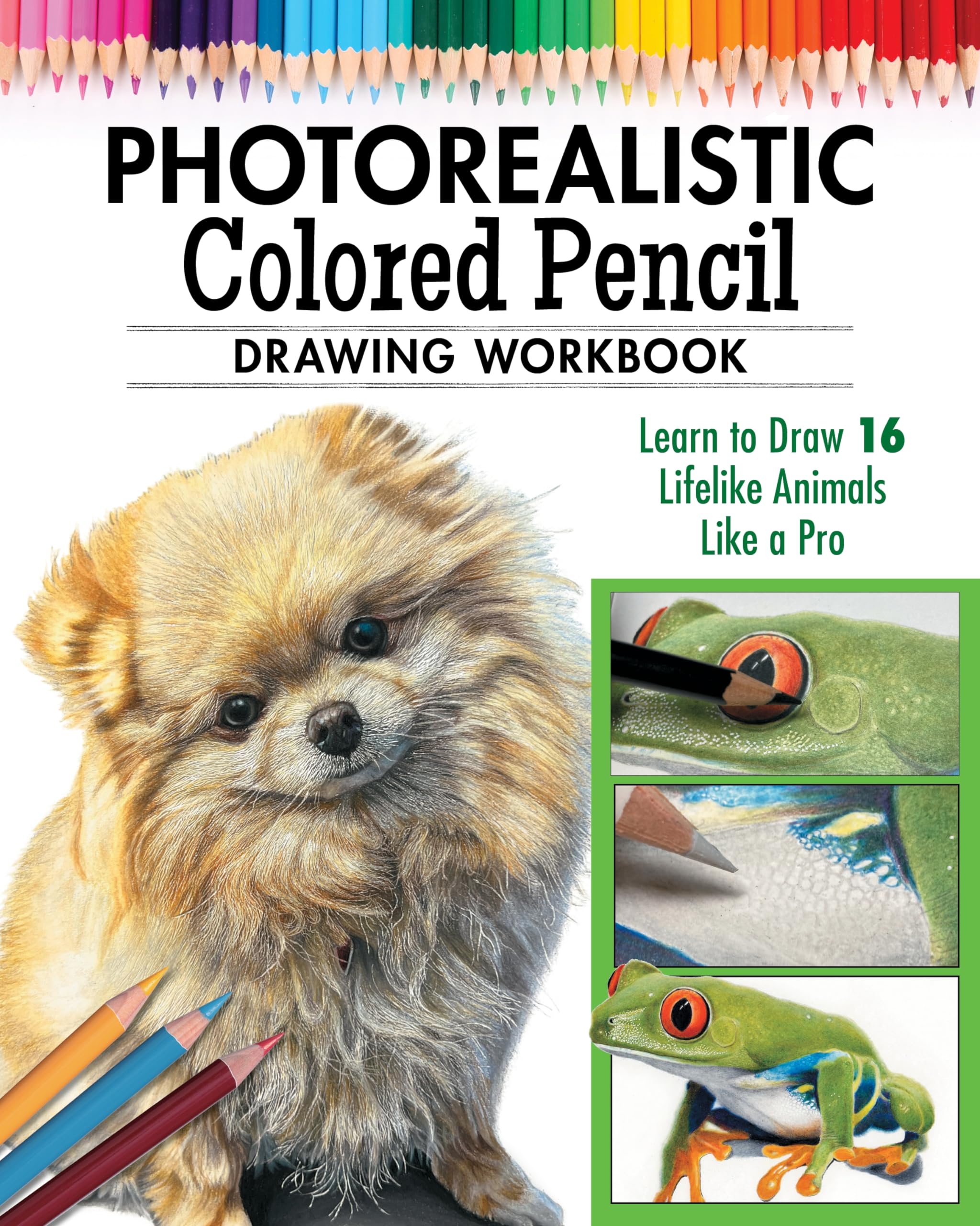 Photorealistic Colored Pencil Drawing Workbook (Book 2): Learn to Draw 16 Lifelike Animals like a Pro (Design Originals) How to Create Realistic Scales, Fur, Eyes, Shiny Surfaces, and More