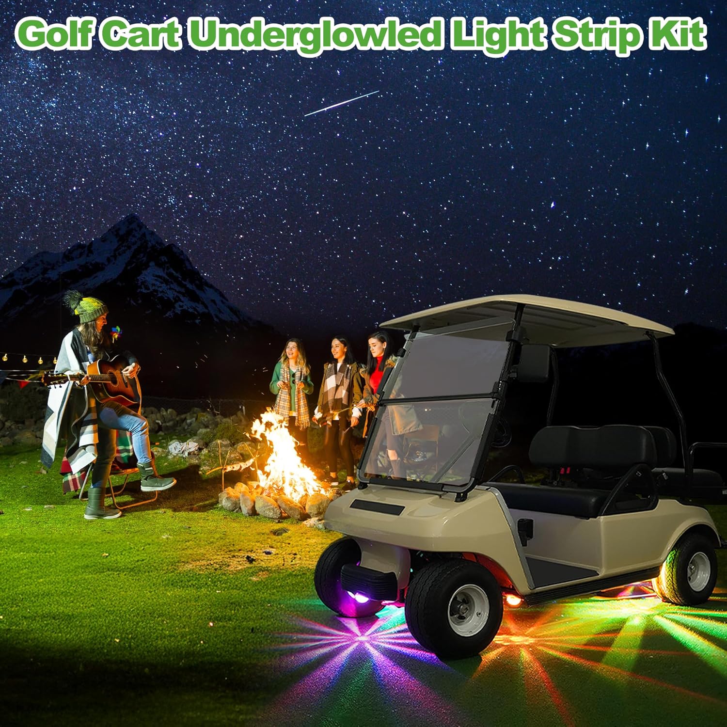 10L0L Golf Cart Rock Light Kit - 6 Pods Underglow LED Strobe Lights- High Brightness 8 Colors 10 Dynamic Modes IP65 Waterproof Anti-Collision Warning Lights for Golf Cart Jeeps Trucks ATV UTV SUV