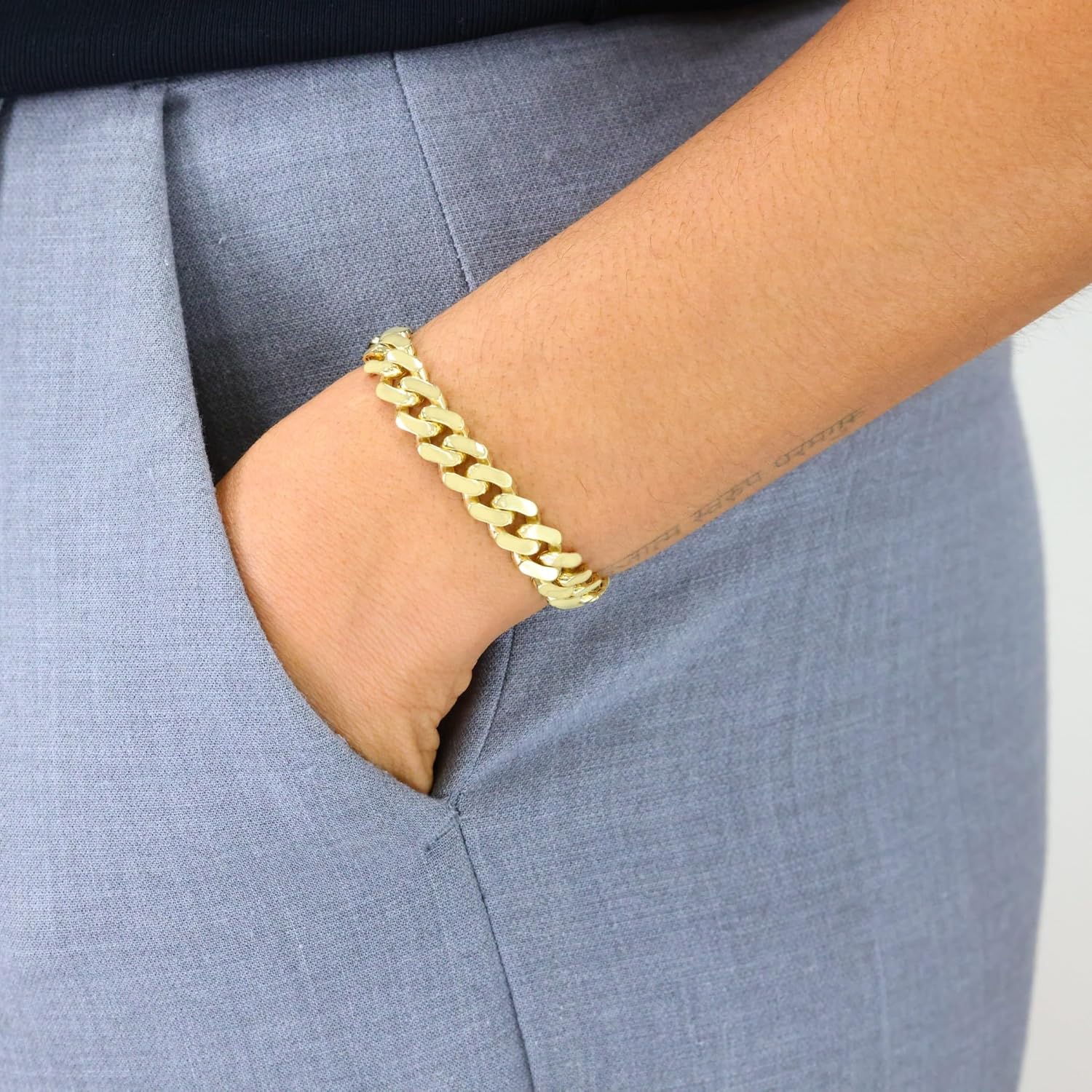 Nuragold 14k Real Yellow Gold Royal Monaco 9mm Miami Cuban Link Bracelet (7"-9") Italian Jewelry for Men & Women - Image 3