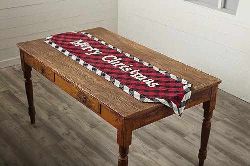 Miniatura 2 de Mud Pie Camino de Navidad a cuadros rojo, 18" x 72"