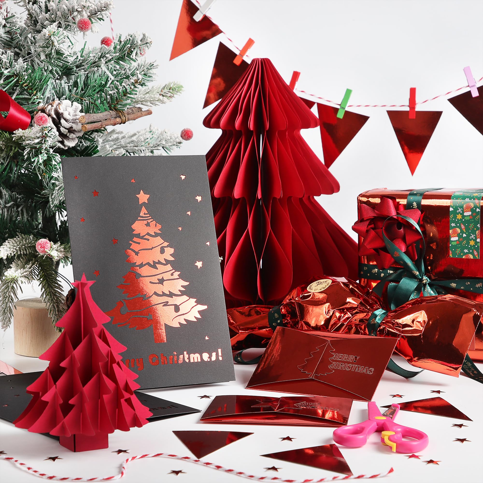 A4 Christmas Red Mirror Cardstock - 25 Sheets, 250gsm/92lb Foil Laminate Metallic Reflective Card Paper for Crafts Decoration UAP19RE25 - Image 4
