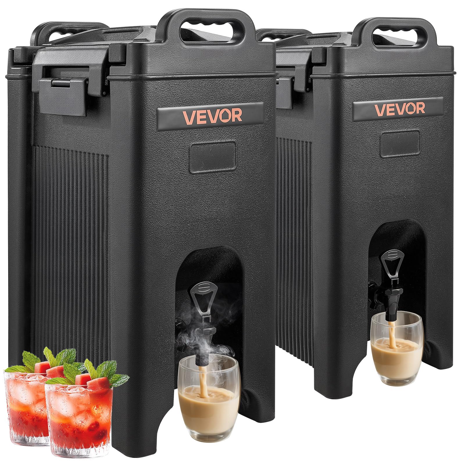 VEVOR Distributeur de Boissons Isotherme 2x19 L, Fontaine à Eau Chaude et Froide Non Électrique avec Robinet et Poignée, Conteneur Isotherme de Qualité Alimentaire, pour Camping, Restauration