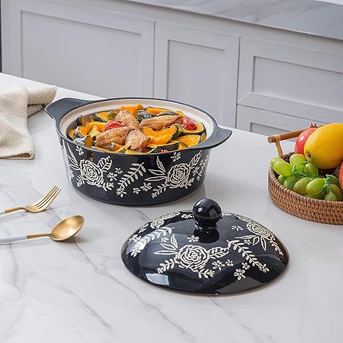 Miniatura 24 de Wisenvoy Plato de cazuela con tapa Cazuela Platos Para Horno Horno Platos Para Horno Plato De Horno De Cerámica Azul,Azul oscuro,Negro