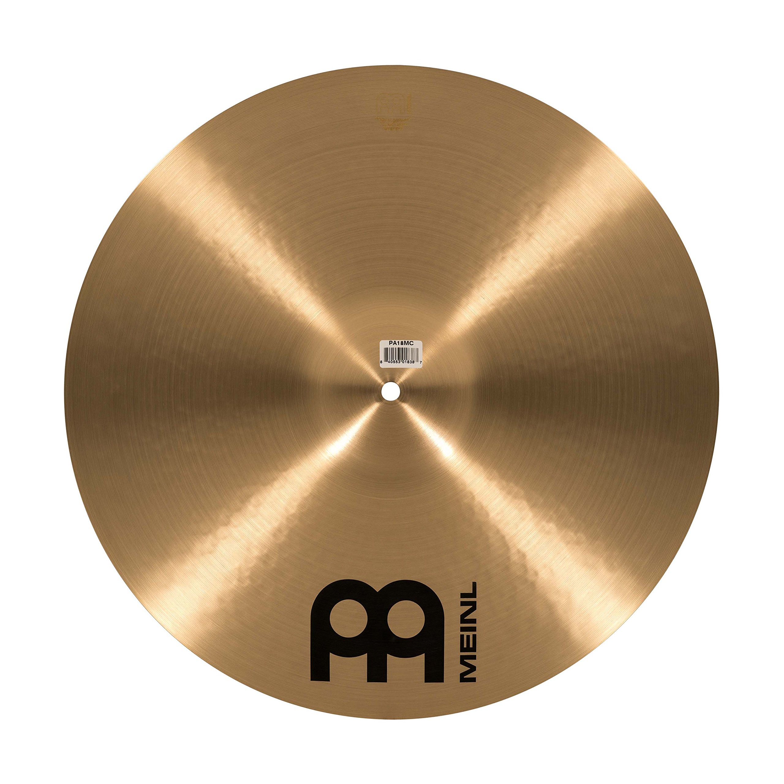 Meinl Cymbals Pure Alloy Piatto Crash Medium 18 pollici (45,72cm) per Batteria - Bronzo puro in Lega, Finitura Tradizionale (PA18MC)