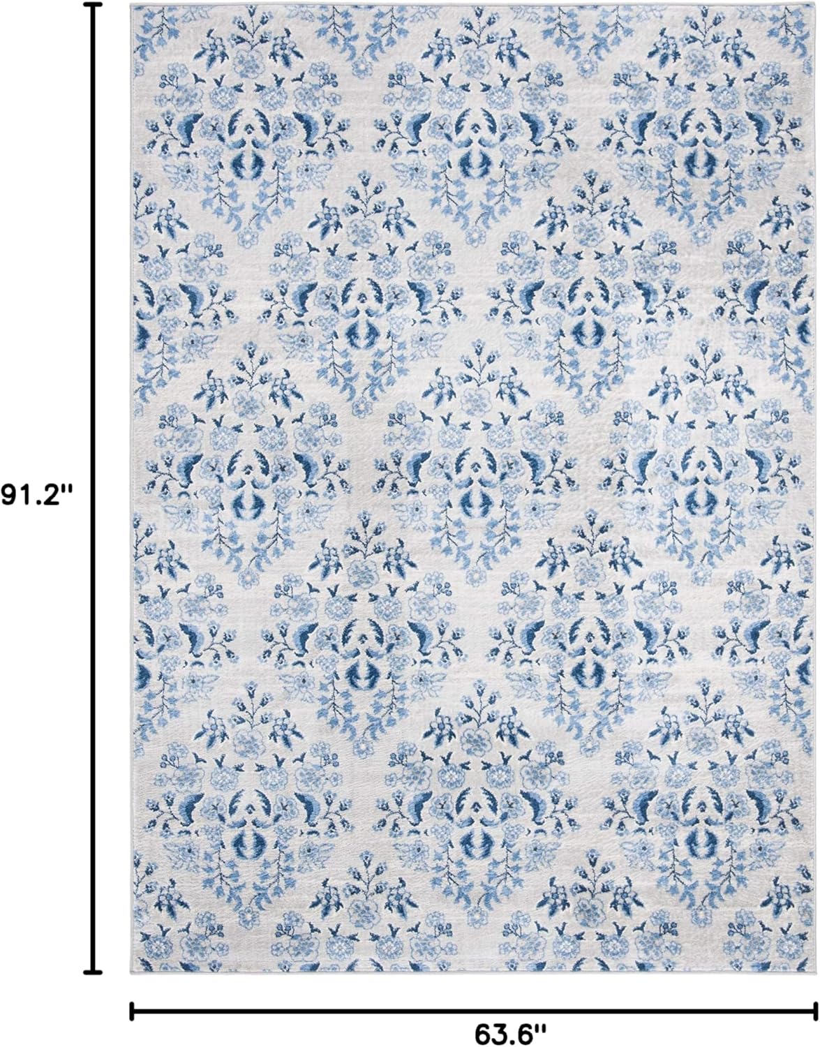 SAFAVIEH Brentwood Collection 5'3" x 7'6" Cream/Blue BNT856D Floral Shabby Chic Trellis Non-Shedding Living Room Bedroom Dining Home Office Area Rug