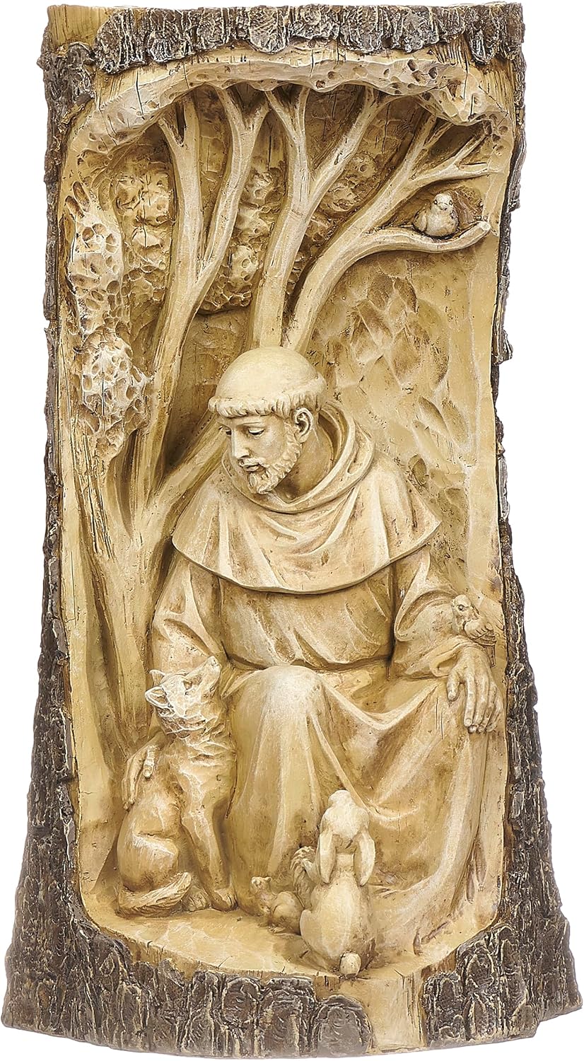 Joseph's Studio by Roman, 14" H Carved St. Francis Garden Statue, Religioud Outdoor Decor