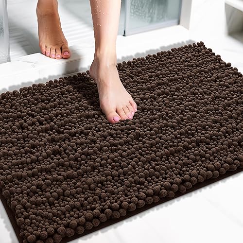 Miniatura 107 de Yimobra Alfombras de baño grandes antideslizantes lavables de 36 x 24 pulgadas, tapete de baño de chenilla ultra suave y absorbente, alfombra de
