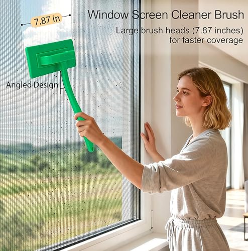 Miniatura 2 de MyLifeUNIT 2 paquetes de limpiador de pantalla de malla, cepillo de limpieza de pantalla de ventana desmontable, herramienta de limpieza de pantalla