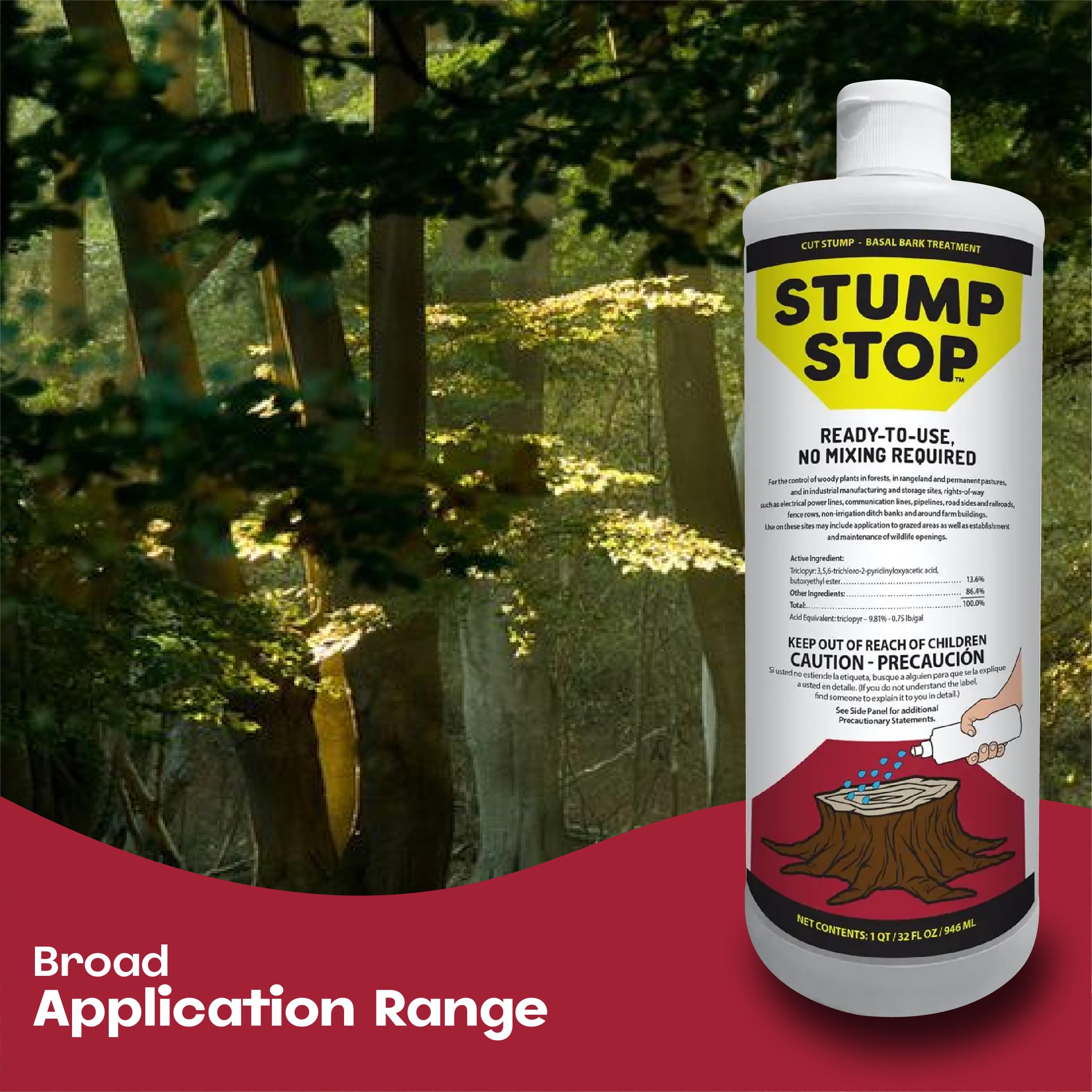 Amazon.com : Ready-to-use Stump Stop - 32 Fl. Oz - Stump Killer - Tree and  Bush Killer - Control Woody Plant - Ideal for Forest, Pastures, Roadsides,  Fence Lines, Wildlife Areas and