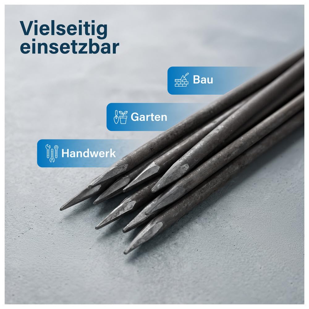 Dönges Schnureisen 10 Stück Ø 16mm x 800mm I Schnurpfahl für Garten- und Landschaftsbau I gefertigt aus europäischem Stahl | verwendbar als Bodenanker für Mauerschnüre