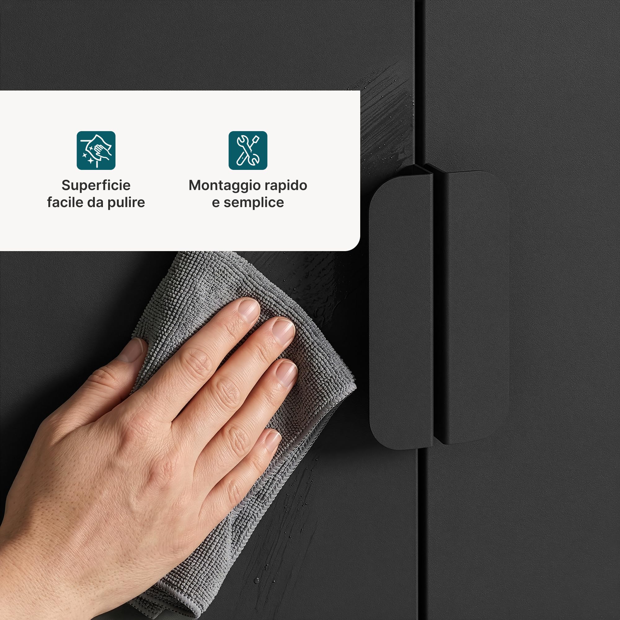 [en.casa] Armadio Guardaroba a 2 Ante e 2 Barre Aste Appendiabiti Armadio in Acciaio con Vano Portabiti e 4 Ripiani Regolabili per Camera da Letto Ingresso 170 x 80 x 45 cm - Nero