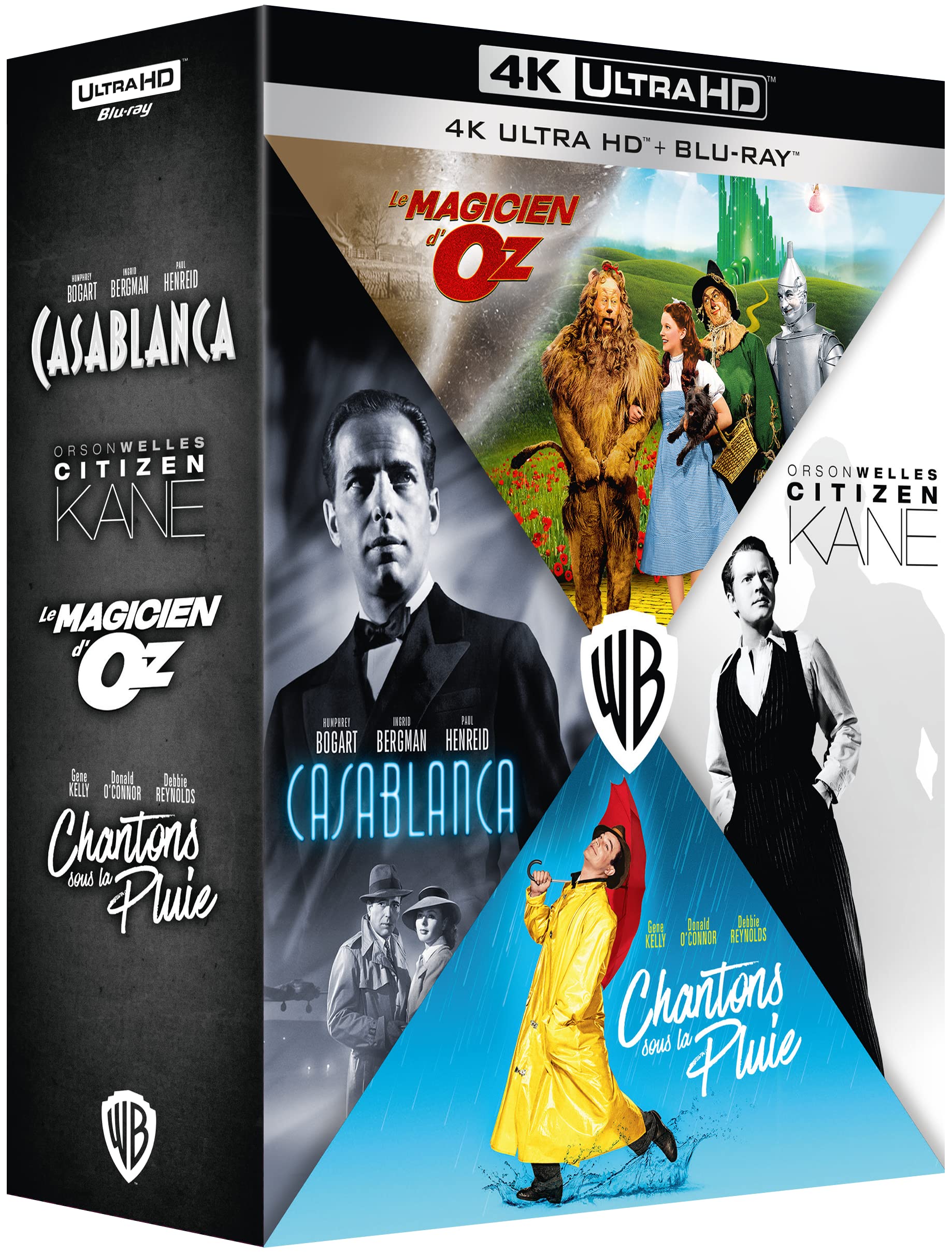 Grands classiques - coffret 4 films : casablanca + citizen kane + le magicien d'oz + chantons sous la pluie 4k ultra hd