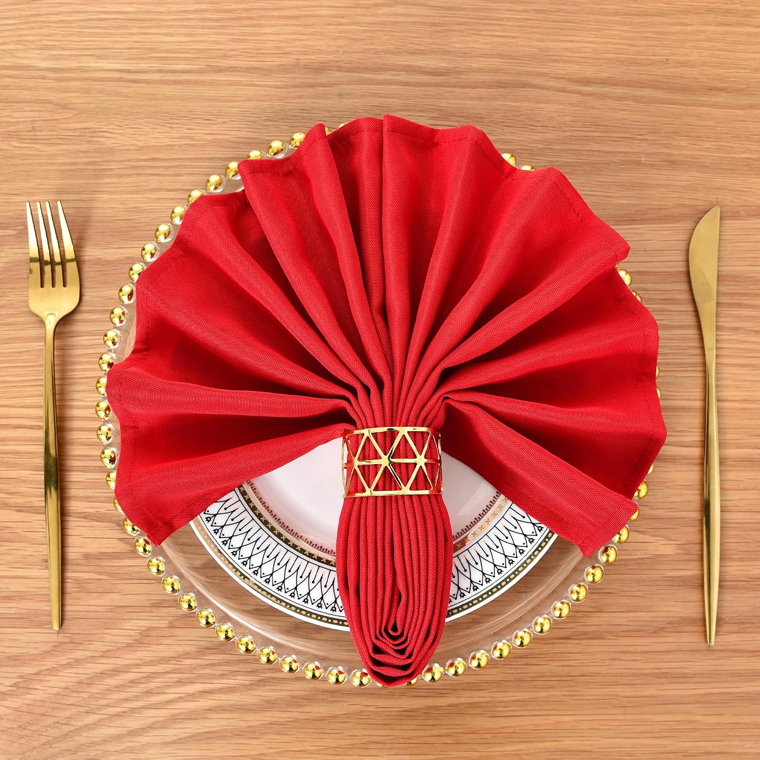 Red Cloth Napkins Set of 12 Washable Dinner Napkins, 18X18 in image 2