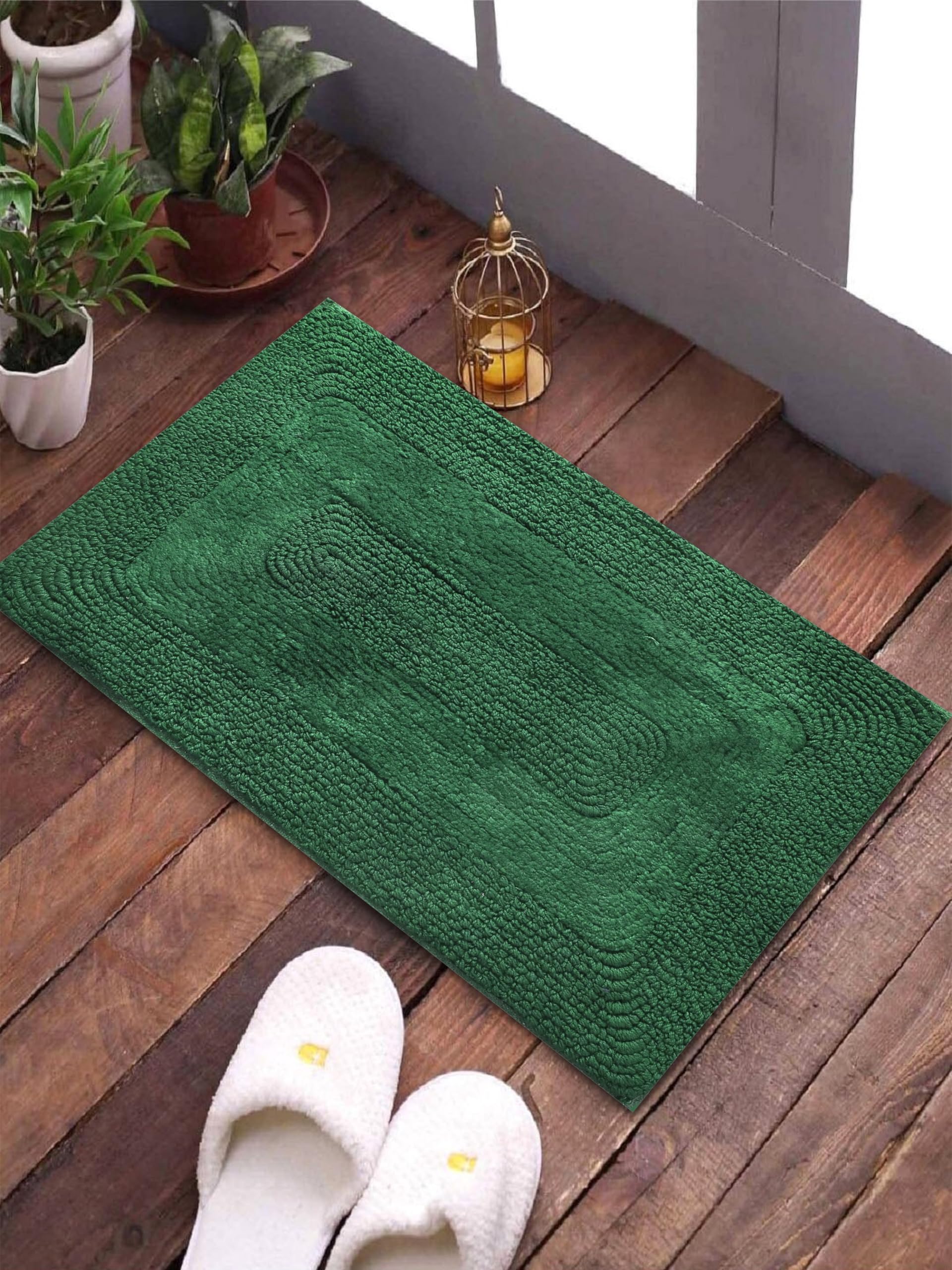 gangji A Cube Luxury Solutions Reversible Cotton Mats Elegant 40x60cm Rectangular Bath mats for Door or Floor. Luxurious, Durable, and Stylish. (Green, 40x60cm)-picture-16