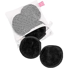S&T INC. Makeup Remover Wipes for Skin Care, Reusable Makeup Wipes or Face Towels, Travel Essentials, Black and Pink, 8 In. by 16 In., 5PK