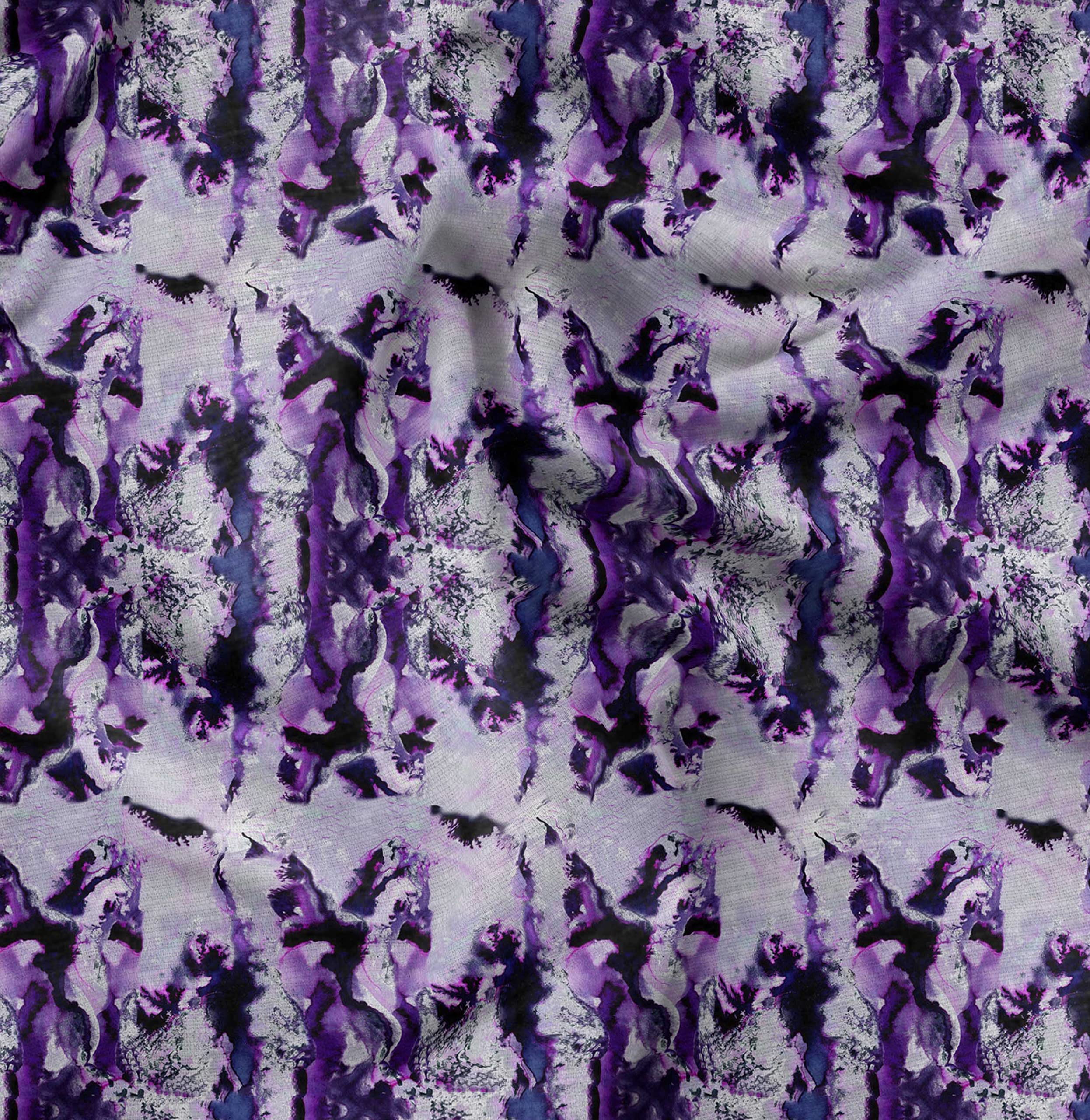 Soimoi Purple Cotton Poplin Fabric Abstract Tie-Dye Printed Craft Fabric by The Meter 58 Inch Wide