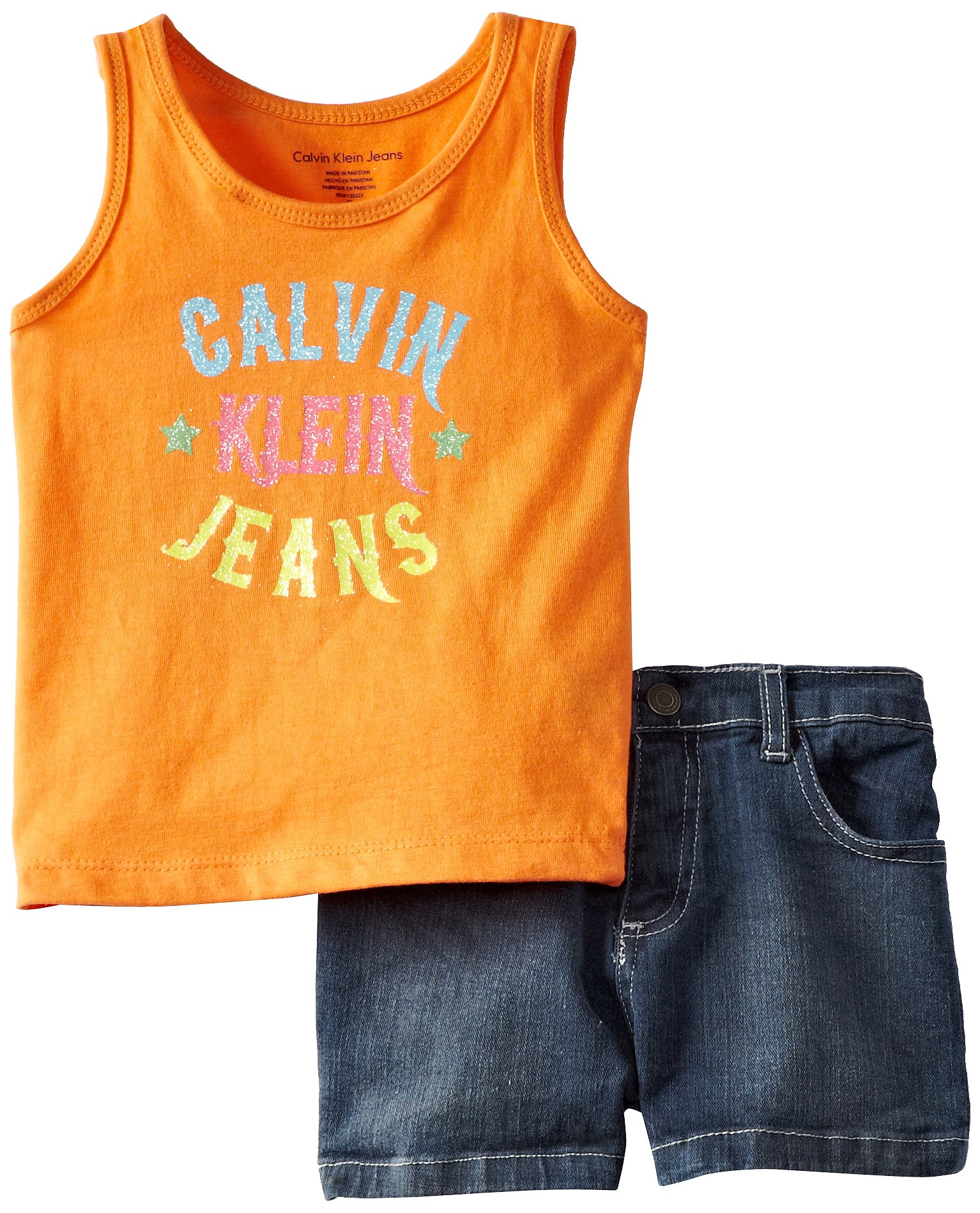 Calvin Klein Little Girls' Top With Denim Shorts