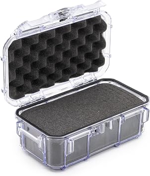 Evergreen 57 Waterproof Dry Box Protective Case with Pick & Pluck Foam - Travel Safe/Mil Spec/USA Made - for Cameras, Phones, Hiking, Boating, Water Sports, Action Cams Clear